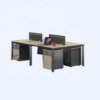 China Expandable Modern Aluminum Table Staff Office Steel Frame Modular Office 4 People Office Desk for sale