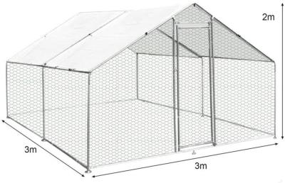 China Hot Galvanized Steel Outdoor UV Protect Polyester 3x3m Chicken Run Kennel Chicken Cage for sale