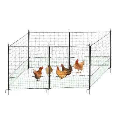 China 12 M Chicken Net Fence Kit With Gate Double Pointed Posts in Green with Fibreglass Rod zu verkaufen