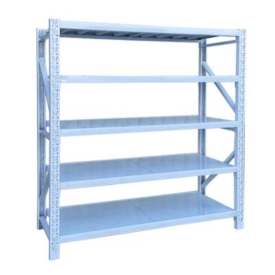 China Corrosion Protection Industrial Use 4 Layers Medium Duty Warehouse Shelving Steel Racking System Stacking Racks for sale