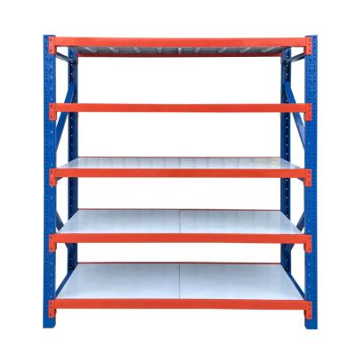 China Corrosion Protection 4 Layers Stacking Shelving Rack Metal Garage Storage Industrial Warehouse Heavy Steel Shelves for sale