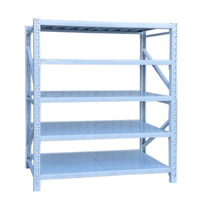 China Corrosion Protection 4 Tier Cold Roll Heavy Duty Steel Storage Shelf Shelving Warehouse Stacking Racks For Factory for sale