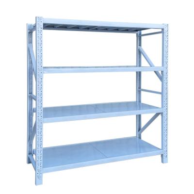 China Warehouse Factory Medium Duty Steel Metal Cold Rolled 4 Tier Corrosion Protection Stacking Storage Shelf Brackets for sale