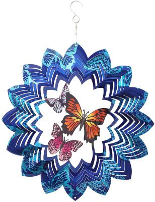 China Minimalist Butterfly Wind Spinner, Shiny Mesmerizing 3D Art Patio Ornament, 12 Inch Large Stainless Steel Wind Catchers Home Decor Gifts for sale