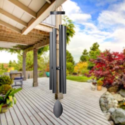 China 4 Tubes Metal Wind Bell Music Windbell Music Windbell Birthday Gift Large Indoor Outdoor Hanging Stylish Garden Decorations (Black) for sale