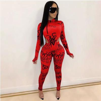 China 2023 Letter Print Breathable Jumpsuit Pants Two Piece Sets Rompers Jumpsuit For Women Women Clothing Overalls Pencil Casual Clubwear C168 for sale