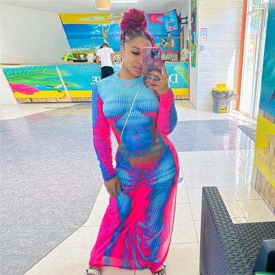 China Anti-wrinkle spring 2023 elegant women body 3d printing long maxi dresses clothing with long sleeves for ladies women casual C33 for sale