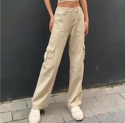 China Streetwear Y2K cargo casual pants C84 high waist women pants vintage high waisted waterproof straight khaki jeans women loose for sale