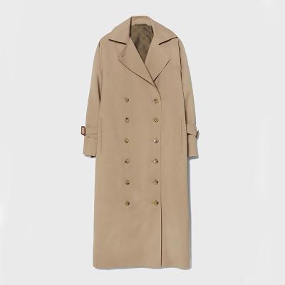 China Women Breathable Khaki Canvas OEM/ODM RTS Polyester Cotton Coat Oversized Winter Fashion Cross Ditch Up Wind Ankle for sale