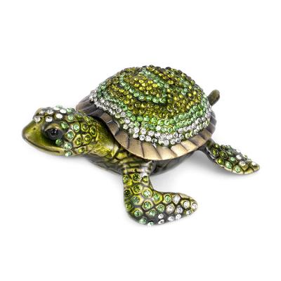 China Fashionable High Quality Turtle Inlaid Diamond Jewelry Box Fashion Turtle Alloy Jewelry Box for sale