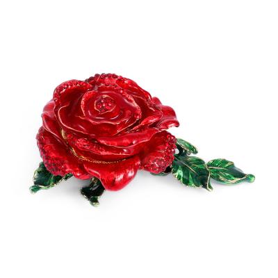 China Direct Selling Fashionable Simulation Rose Trinket Box High End Practical Red Jewelry Box for sale