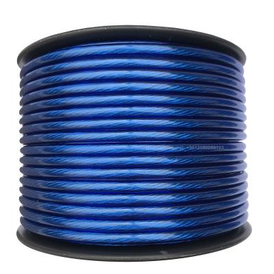 China Car blue color Transparent PVC OFC CCA Power Ground Cable 8Gauge GA AWG for Car Amplifier for sale