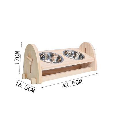 China Durable Simple Style Removable Adjustable Custom Wooden Food Bowl Pet Feeder for sale