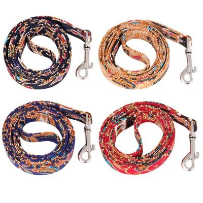 China Bohemian Colorful Fabric Stocked Ethnic Style Printed Dog Leash Harness Collar for sale