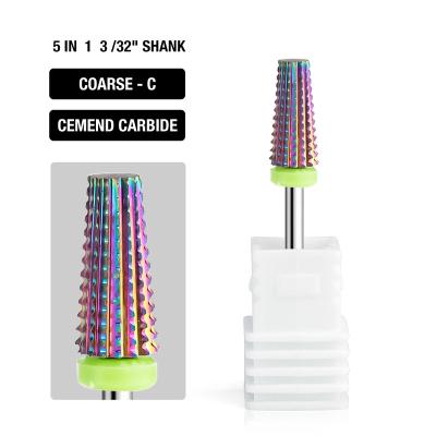 China High Quality Electric Stainless Steel Nail Drill 5 in 1 Nail Drill Bits Titanium Burs Carbide Drill Bit for Nails for sale