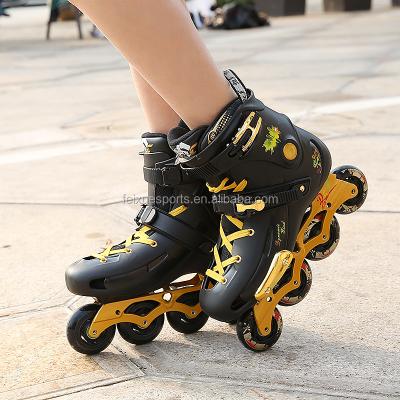 China Cheap Labeda Black Gold PP Composite Material Inline Earth Resistance Skates Roller Skates For Adult for sale