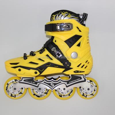 China Resistance of pp composite material skates professional roller skate yellow four wheel shoes for sale