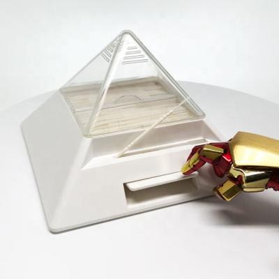 China Stylish Pure White Pyramid Toothpick Stocked Plastic Dispenser for sale