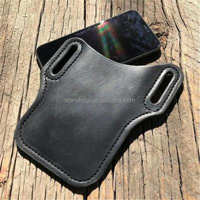 China Fashion Portable Genuine Cowhide Leather Phone Case Cover Waist Mobile Smart Bag With Belt Buckle for sale