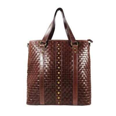 China 2020 Hot Sale Luxury Brown Crazy Horse Braiding Cowhide Leather Tote Bag Leather Handbag For Women for sale