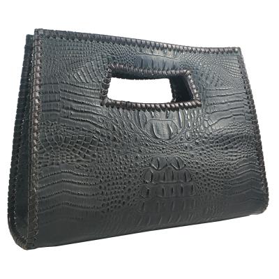 China Crocodile Pattern Handbag Madame Pu Leather Woman Print Skin Black Hand Crocodile Clutch Bag for sale