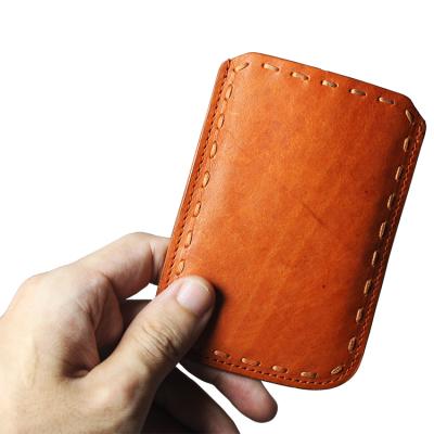 China Custom Genuine Leather Slim Blocking Minimalist Smart Strap Card Holder Wallet for sale