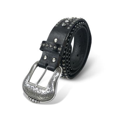 China Factory direct main layer of rivets new lashing men's belt personalized rivet belt for sale