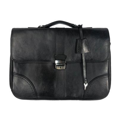 China Custom Made Black Genuine Leather Laptop Plain Vintage Business Bag GENUINE LEATHER Leather Briefcase For Man for sale