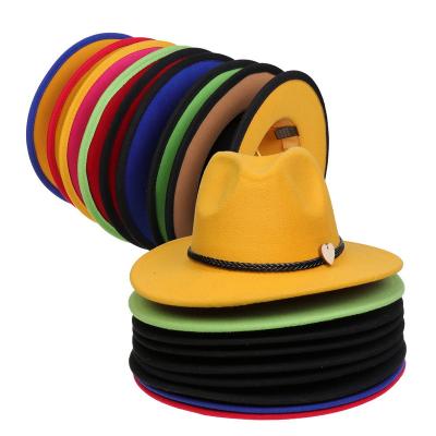 China Fashion G1012094 autumn and winter new top hat new fashion jazz felted hat double-sided color matching wool hat for sale