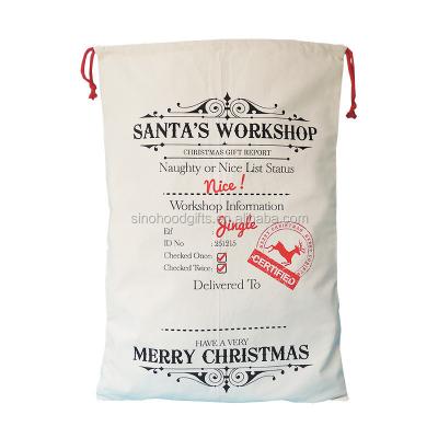 China Wholesale Santa Drawstring Cotton Folding Bag With Printed Logo for sale