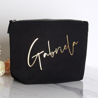 China Lady Bridesmaids Gift Idea Bridal Party Cosmetic Bags Maid Of Honor Bags Canvas Bridesmaid Personalized Makeup Bags for sale