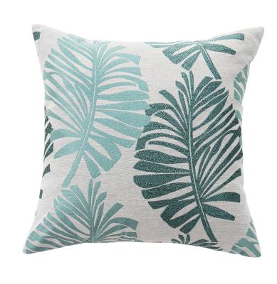 China Disposable Yarn Dyed Leaves Pattern Pillow Cover For Sofa for sale