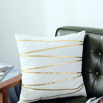 China 45*45cm Disposable Gold Stripes Decor Pillow Cover for sale