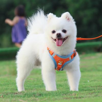 China Adjustable Soft Breathable Dog Cat Pet Harness Suede Fabric Lights And Leash For Walking for sale