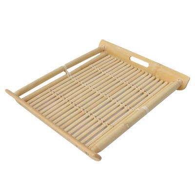 China High quality woven bamboo wooden tray stocked tea soup plates hotel restaurant table fruit bread tray for sale