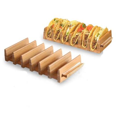 China Sustainable Cheap Wholesale Customized Sustainable Wooden Taco Tray Stand Rack Holds for sale