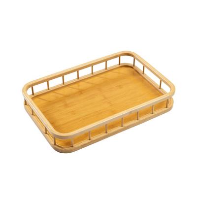 China Hot Sale Eco-friendly Bamboo Wooden Serving Dish Storage Eco-friendly And Sustainable Tray For Home Decor for sale