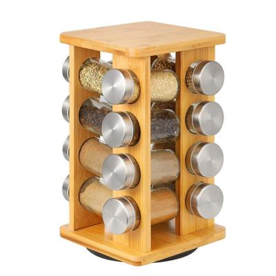 China Direct Selling Viable Waterproof Kitchen Factory Simple Luxury Bamboo Rotating Spice Rack for sale