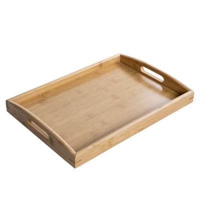 China Home Hotel Restaurant Rectangle Food Coffee Tea Serving Bamboo Eco-friendly Natural Healthy Hot Selling Tray With Handles for sale