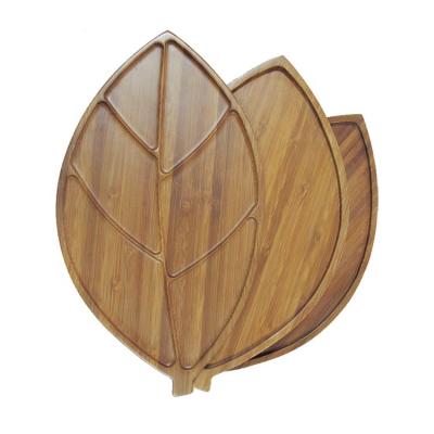 China Home.Restaurant.Bar.Hotel.dinner Factory Direct Bamboo Christmas Fruit Leaf Shaped Serving Tray For Kids for sale