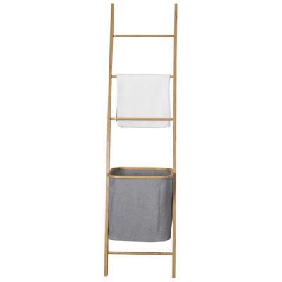 China Modern Multi Layers Towel Shelves Storage Bathroom Bamboo Wooden Rack for sale