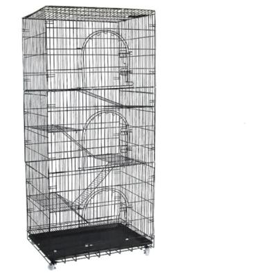 China Folding Wire Stocked Cat Ferret Habitat Crate with Casters, Tray and Hammock for sale