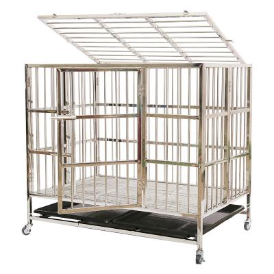 China Largest Stocked Dog Cage w/Plastic Floor Grate, Open Top & Casters Heavy Duty Stainless Dog Cage for sale