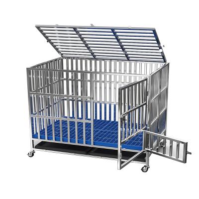 China Heavy Duty Stackable Stored Dog Kennel Pet Stainless Steel Crate Crate For Small Dogs With Tray Foldable And Portable Indoor for sale