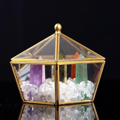 China Europe seven row natural crystal therapy crystal box reiki crystal box for sale