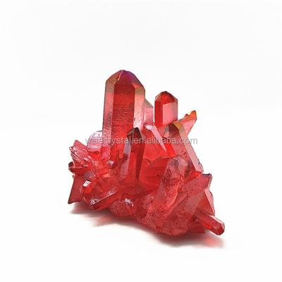 China Rare Red Flame Aura Quartz Crystal Group Specimen From Europe Beautiful for sale