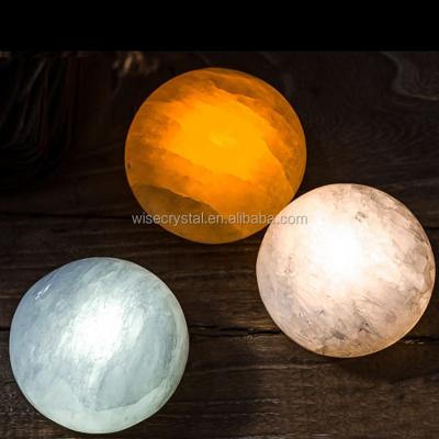 China Wholesale Europe Reiki Gemstone Selenite Crystal Oval Lamp Rock Stone for sale