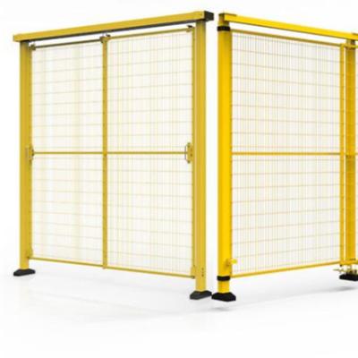 China Wholesale Easily Assembled Factory Workshop Production Line Fencing Security Guarding Metal Post Barrier Iron Wire Mesh Robot Boundary Wall Fencing for sale