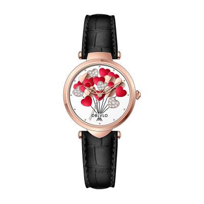 China Premium Logo Private Label Analog Black Power Reserve Watch Custom Leather Strap Wristwatch Elegant Luxury Women Ladies Quartz Watches for sale