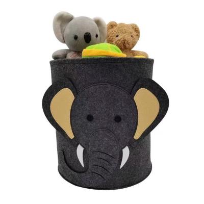 China Fashionable Household Folding Felt Dirty Laundry Basket Animal Felt Portable Storage Bucket Funny Cartoon for sale